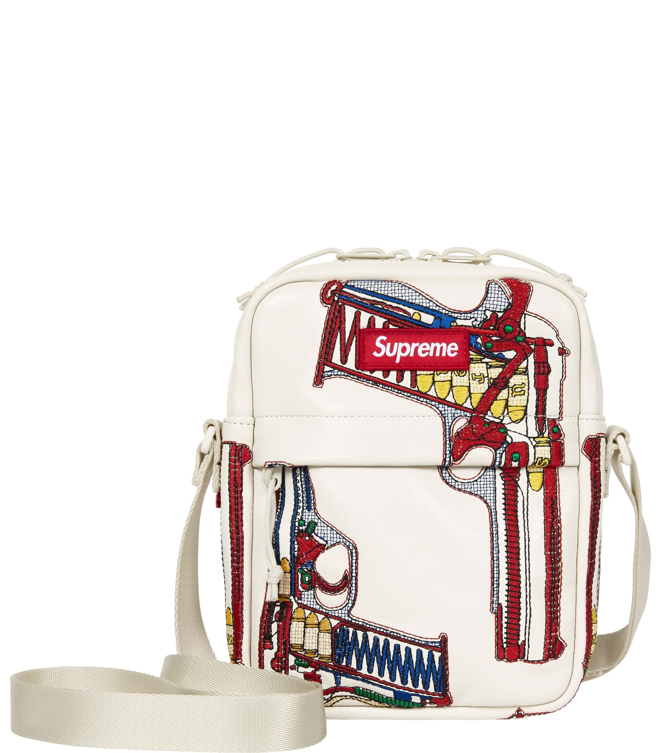 Guns Embroidered Leather Shoulder Bag view 5